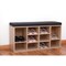 Basicwise Natural Wooden Shoe Cubicle Storage Entryway Bench with Soft Cushion for Seating QI003385 - alternate 3